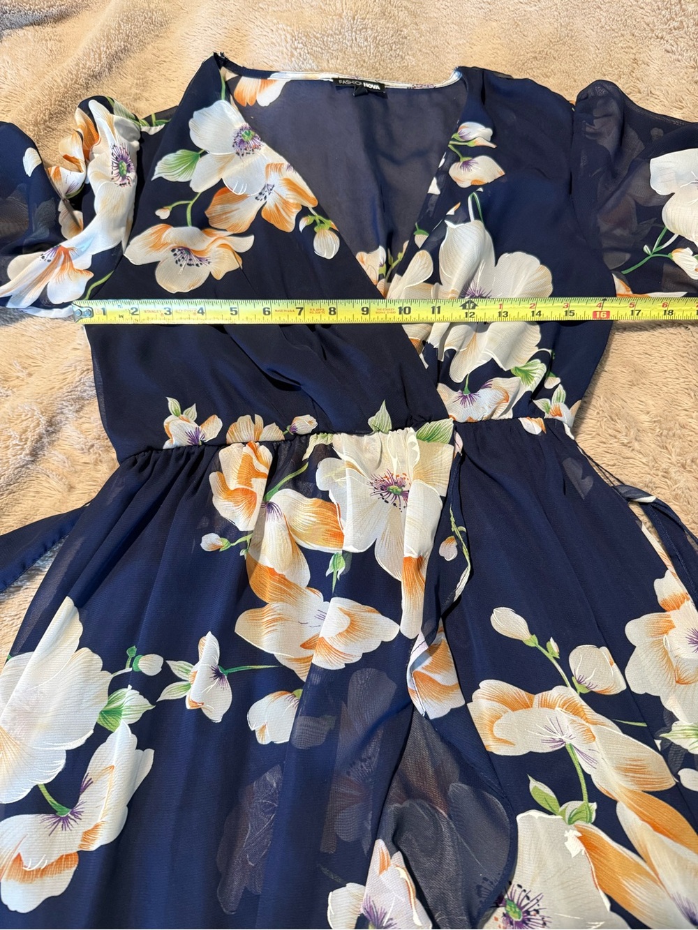 Fashion nova Floral Wrap Midi Dress - Navy - Picture 8 of 10